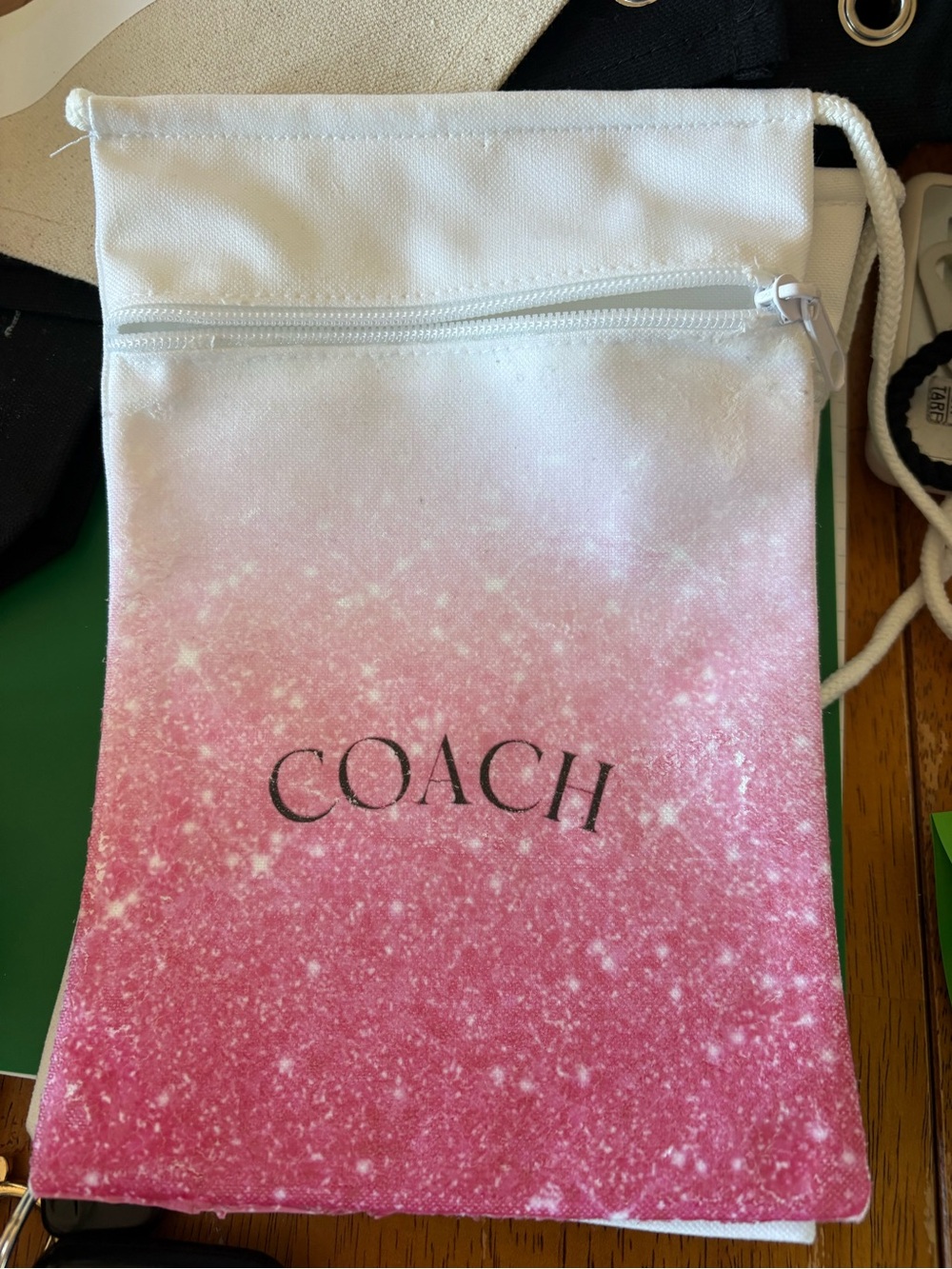 COACH Pink Ombre Drawstring Pouch with Zip